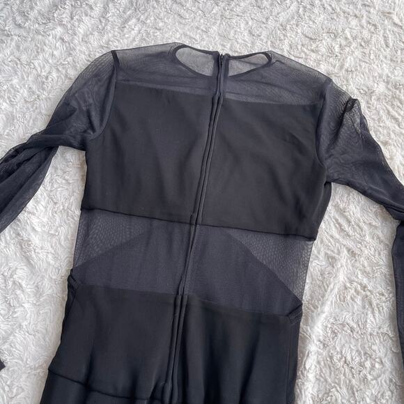 Cache Tadashi sheer illusion maxi dress vintage 90s Y2K mesh long sleeve gown S - Picture 10 of 14